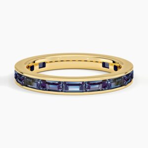 Channel Set Baguette Lab Alexandrite Ring