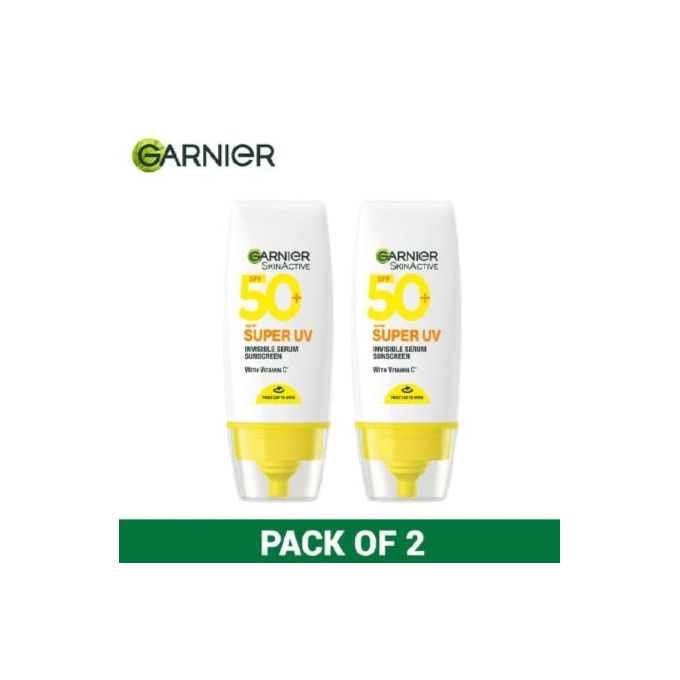 Garnier Even & Matte Double Sun Protection: Twin Super UV spf50 Serum Sunscreen (Pack of 2)