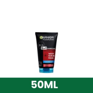 Garnier Pure Active 3-in-1 Anti Blackhead, Wash, Scrub, Mask, with BHA (Salycilic Acid) and Charcoal for Acne Prone Skin and Blackheads, 50ml