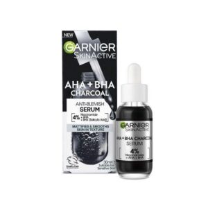 Garnier Pure Active Anti-Blemish Charcoal Serum with 4% Niacinamide, AHA and BHA(salicylic Acid) - Reduced Pimples and Dark Marks - 30ml