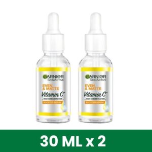 Garnier Twin Pack Even & Matte Vitamin C Brightening Booster Face Serum with Niaciniamide + Salicylic Acid to Correct Dark Spots - 30ml