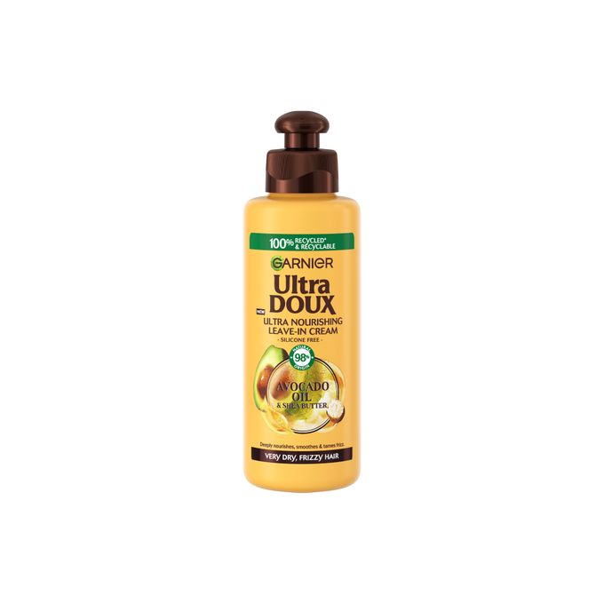 Garnier Ultra Doux Nourishing Leave In Cream With Avocado Oil & Shea Butter - Deeply Nourishes, Smoothes & Tames Frizz Very Dry, Frizzy Hair 200ml