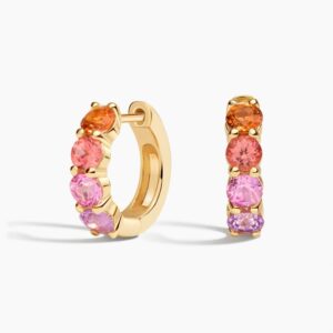 Luxe Sunset Ombre Hoop Earrings in 14K Yellow Gold