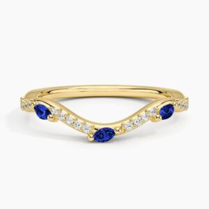Luxe Willow Curved Sapphire and Diamond Ring in 18K Yellow Gold