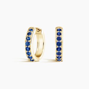 Sapphire Huggie Earrings in 14K Yellow Gold