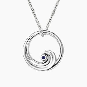 Wave Sapphire Pendant in Silver